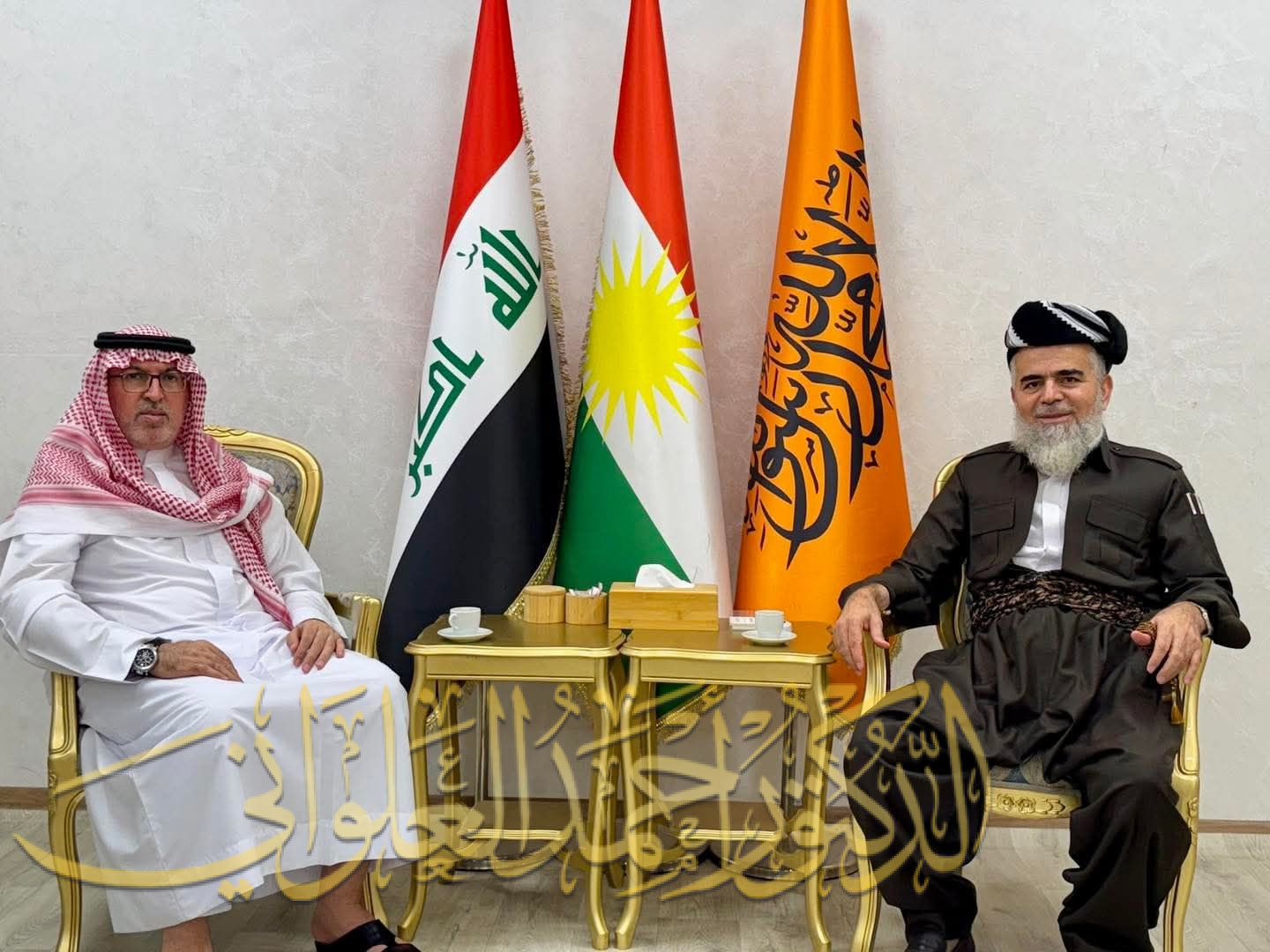 الشيخ الدكتور أحمد العلواني يلتقي رئیس جماعة العدل الكوردستانیة في أربيل.